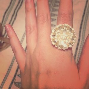 Homemade beaded flower ring